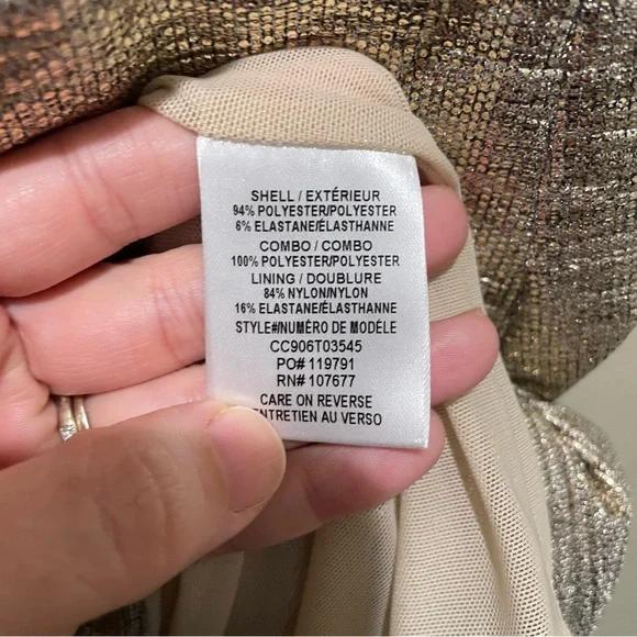 Alice + Olivia Nelle Fitted Mini Dress Champagne Metallic Bronze Size 6 New - Picture 11 of 12